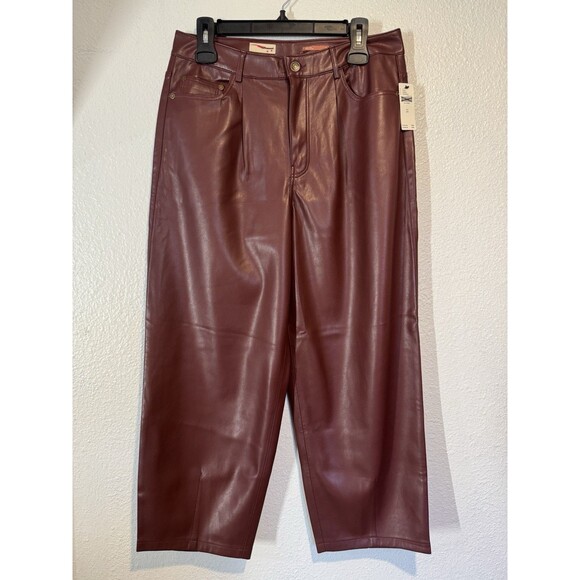 Pilcro/Anthropology Faux Leather Wine The Breaker Casual Pants Cropped 29 New - Picture 1 of 16